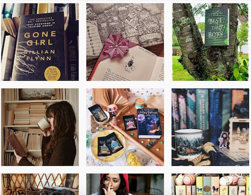 A grid of the photos featured in the bookstagram hashtag hub.
