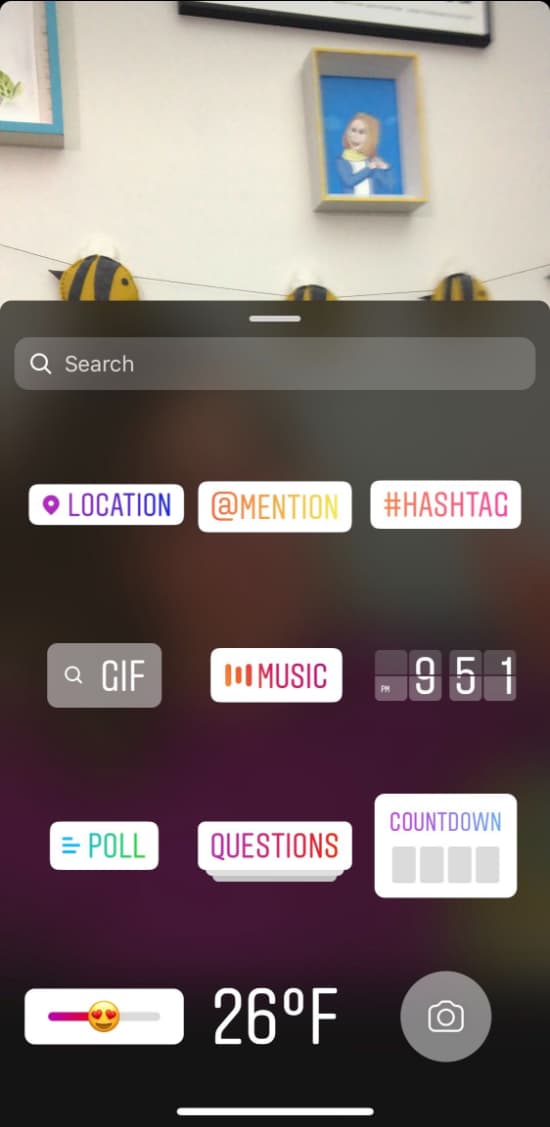 Sue B Zimmerman shares a screenshot showing the different creative elements in Instagram Stories.