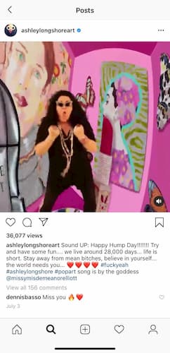 Ashley Longshore’s Instagram caption captures her upbeat tone and hilarious potty mouth.