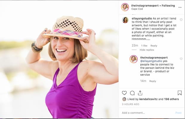 Sue B Zimmerman’s Instagram post includes lots of back and forth comments. 