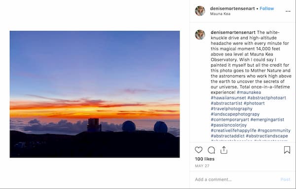 Denise Mortensen shares a sunset photo from atop Mauna Kea Observatory. 
