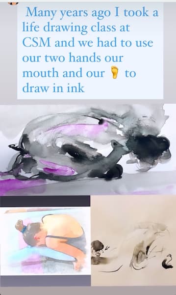 Beatrice's Instagram Story shows her abstract painting with text overlay summarizing her main Stories points.